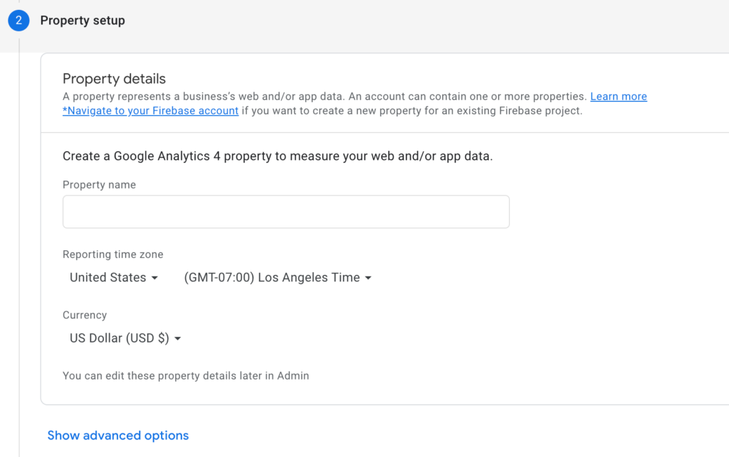 Google Analytics Property Setup